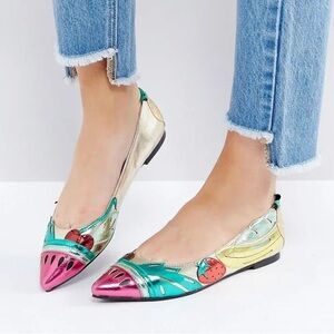 ASOS Fruit Metallic Flats - Size 11